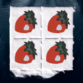 Strawberry Tear Off Paper T-Shirt  / Navy