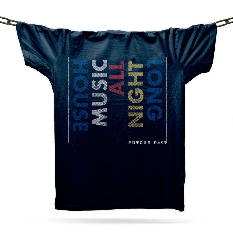 Acid House Music All Night Long Rave T-Shirt / Navy