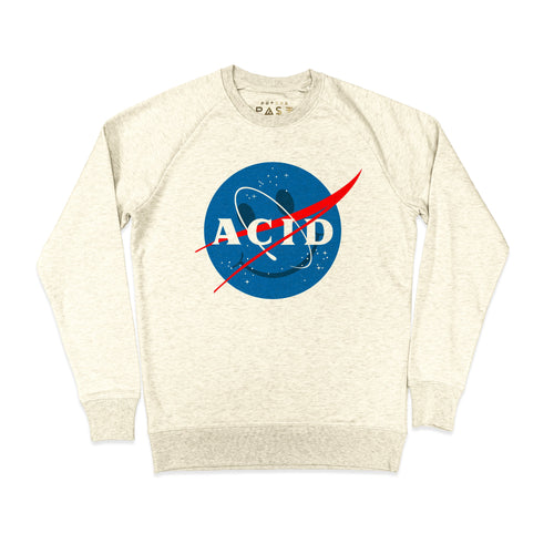 Acid Space Agency Premium Sweatshirt / Cream Marl - Future Past Clothing