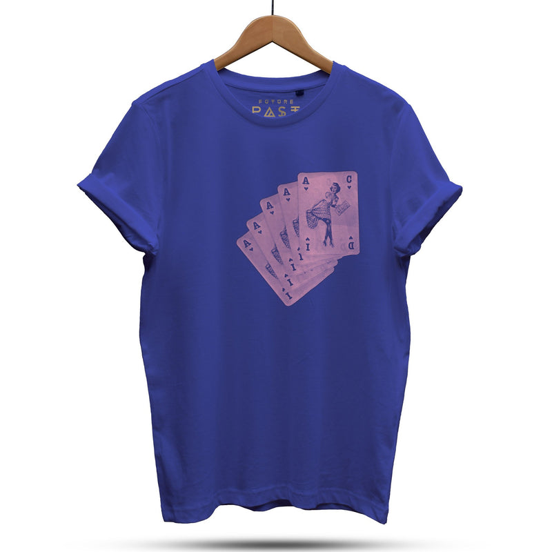 Stack Of Acid House Pinup Girls T-Shirt / Royal - Future Past Clothing