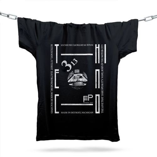 Detroit 313 Techno T-Shirt / Black - Future Past Clothing